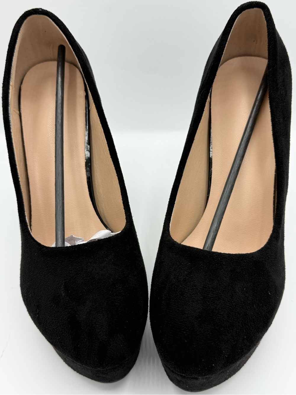 Black Suede Block Heel Pumps